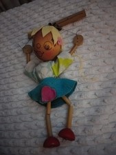 Pelham Puppets   -  Large Wooden Headed Girl With felt hair,in blue skirt,.     