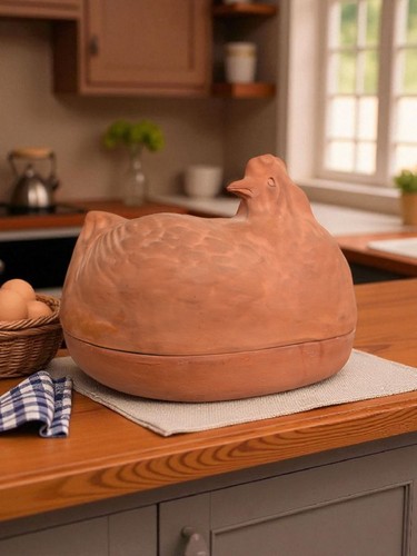 Vintage terracotta chicken - terracotta,