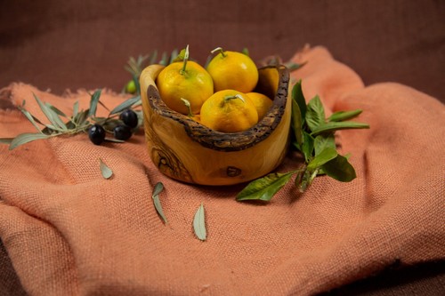 Olive wood rustic bowls - olive,