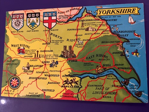 Map postcard yorkshire - map,