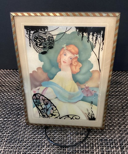 Vintage reverse painted - reverse, convex