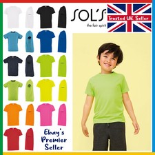 Kids Sporty Plain T-Shirt - Sol's 100% Polyester Children's Tee - Breathable