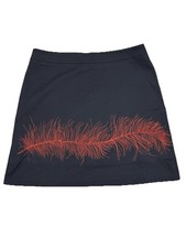 Nicola Quilter Black/red  Tickle Feather Embroidered Knee Length Skirt UK 14-16