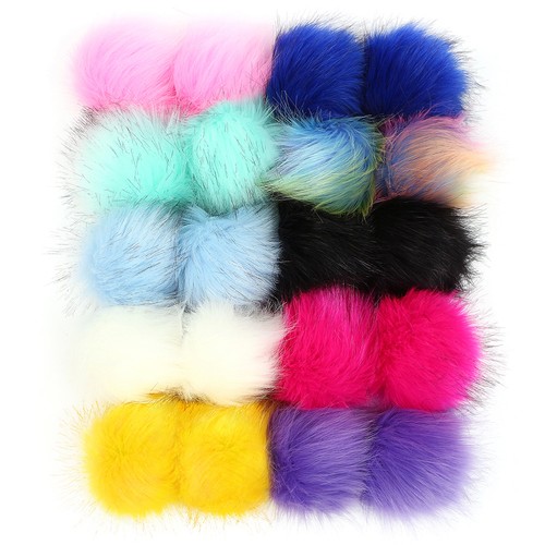 20pcs faux fur pom - poms, 10