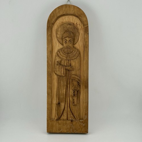 Peter carved wood retablo - peter,