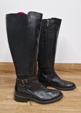 Aquatalia black knee high boots EU 40.5 UK 7.5 leather stretch fabric biker 