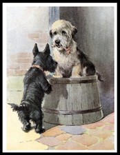 DANDIE DINMONT & SCOTTISH TERRIER DOGS VINTAGE STYLE DOG ART PRINT POSTER