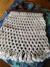 Vintage Boho Macrame Rope Bag Crochet Plastic Handles Home Decor Beach Trending 