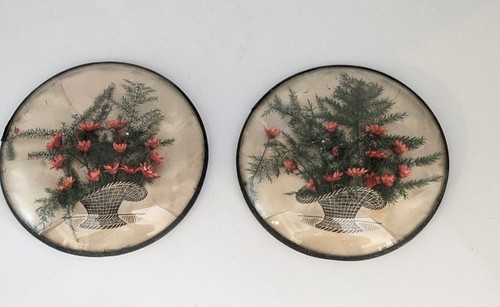 Vintage convex glass - convex, framed
