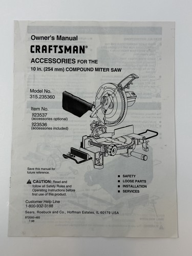 Owner manual craftsman - owner's,