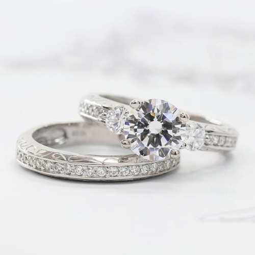 14k white gold finish round - gold,