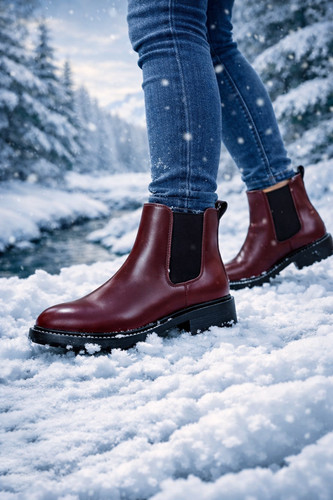 New burgundy low - , heel