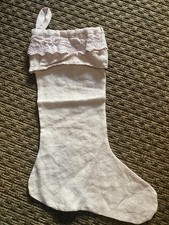 Rachel Ashwell Shabby Chic Linen Lace Pink Petticoat Xmas Christmas Stocking