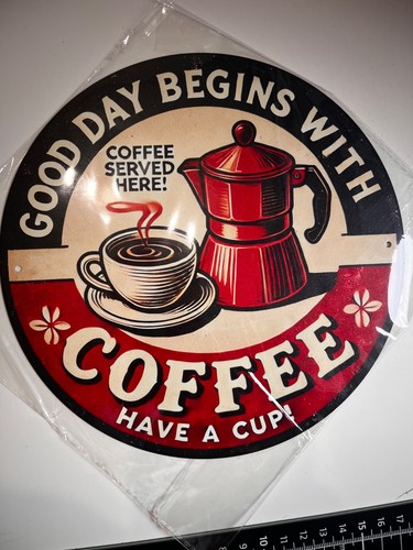 Metal coffee sign - coffee,