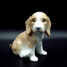 Vintage Puppy Dog Porcelain Figurine C1970s possibly German or Japanese H9cm