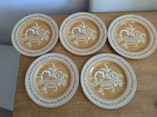 Patrick Pierre Frey Limoges Paniers Fleuris Mustard Dessert Plates Set Of 5