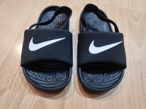 Kids nike black sliders - black, size