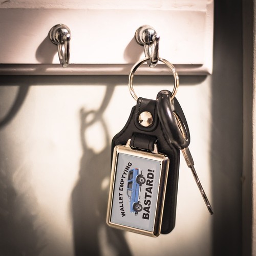 Leather look key ring - leather,