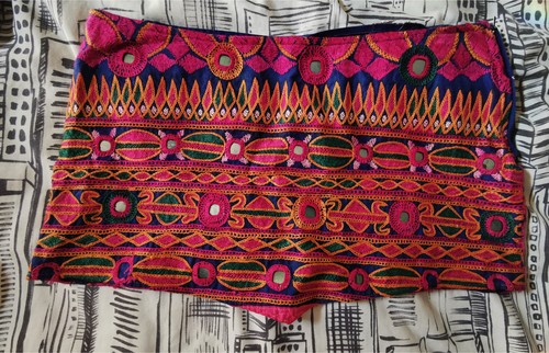 Multicoloured boho short skirt - short,