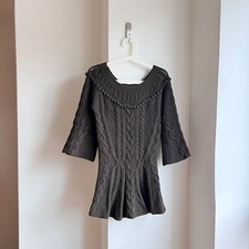 Vintage Wool Angora Chunky Cable Aran Jumper Sweater S Minimalist Avant Garde