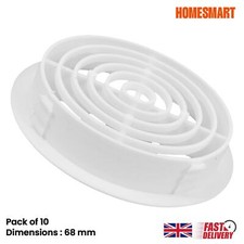 10 x 68mm White Plastic Soffit Air Vents UPVC Push-In Roof Disc for Fascia