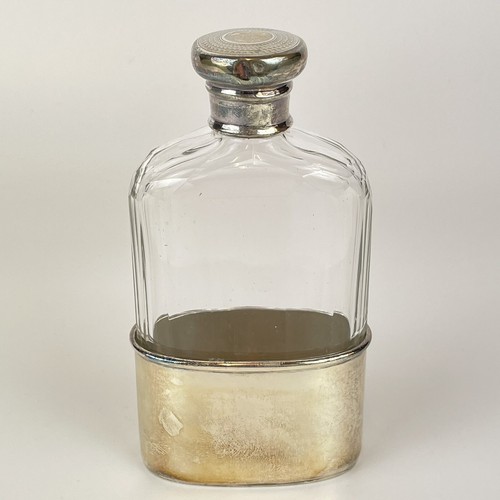 Antique solid silver hip flask - solid,