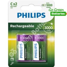 2 x Philips C Size 3000 mAh