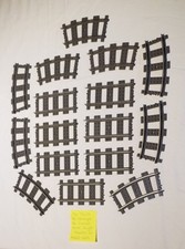 Lego 9V 4515 Metal Straight Track 7x, 9V 4520 Metal Curved Track x7,USED/M.RAILS
