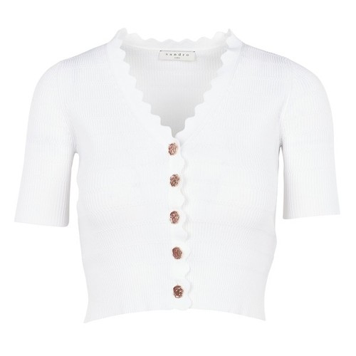 Sandro white scalloped knit - white,