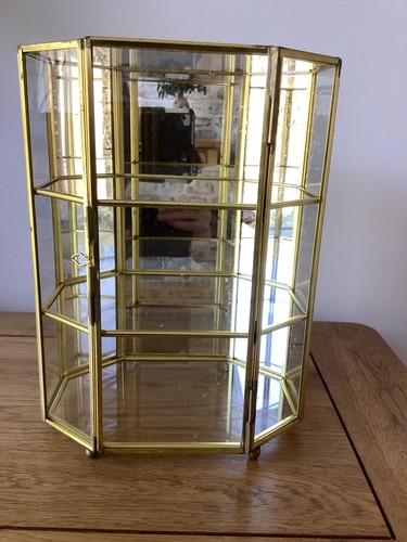 Brass glass mirrored curio - &,