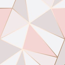 APEX GEOMETRIC WALLPAPER ROSE GOLD / PINK - FINE DECOR FD41993