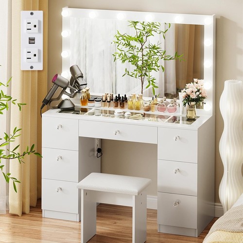 Vanity with lighted mirror - vanity,