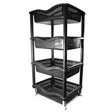 New 4TIER VEGETABLE FRUIT STORAGE BASKET RACK KITCHEN UTILITY STACKING STACKABLE