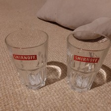 Smirnoff Vodka - Pair of Heavy Vintage Glass Tumblers - Good Condition