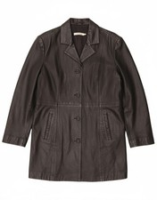 ESTELLE Womens Leather Coat UK 18 XL Black Leather AP02