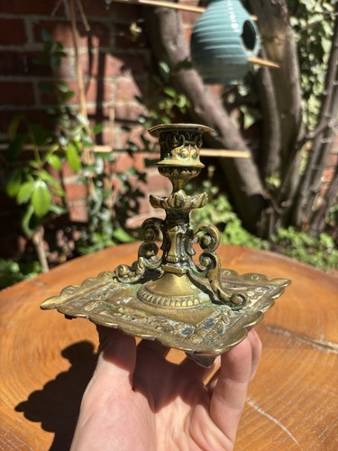 Antique brass chamberstick - antique,