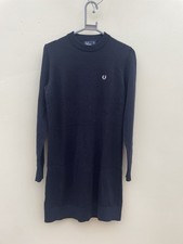 Fred Perry Merino Wool Navy Blue Long Sleeve Knit Dress Size 12