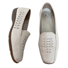 CLARKS K Loafer Cream Dolly Women's Shoes Size UK 6 EU 39 Slip On Leather Comfy