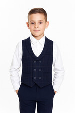 Boys Navy Blue Tweed Check