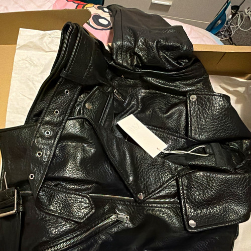 Zara black leather biker - leather,