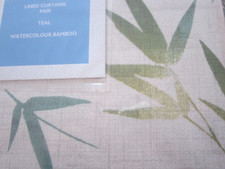 Eyelet Teal Bamboo Lined Curtains W46 inches x D54 inches New in wrapper.