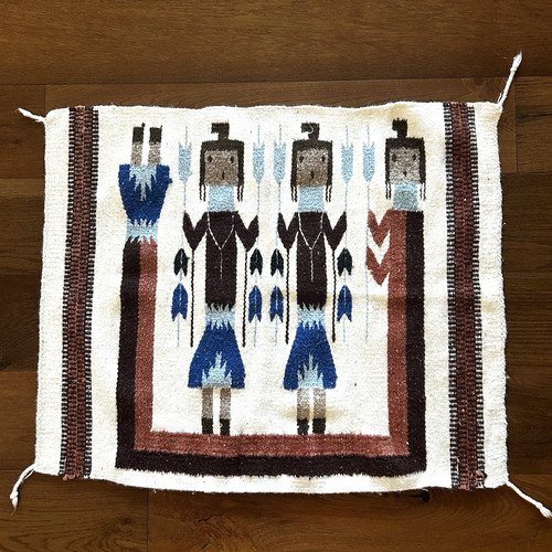 Vtg navajo yei rug textile - yei,