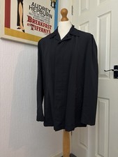 Aquascutum Hemp Trench Coat Mens 42R Black Lightweight Unlined Rain Mac