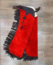 Women Leather Chap Western Suede Rodeo Mountain Horse Rider Cowboy Fringe Chaps