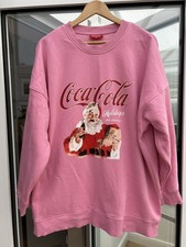 WOMENS TESCO F&F PINK SANTA COCA COLA CHRISTMAS SWEATSHIRT JUMPER SIZE XL 