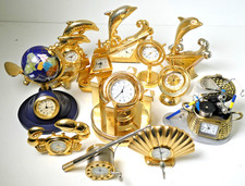 Small Metal Novelty Quartz Clock Sea Ships Dolphins Gimble Globe Fishing Widdop