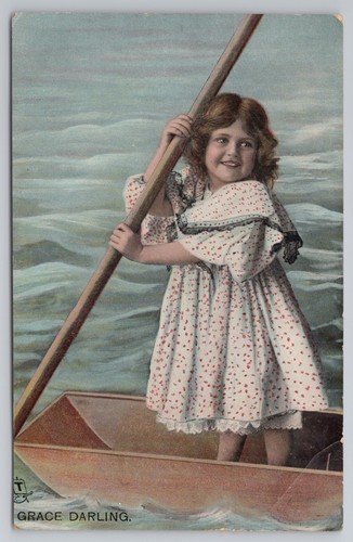 Antique postcard girl - postcard,