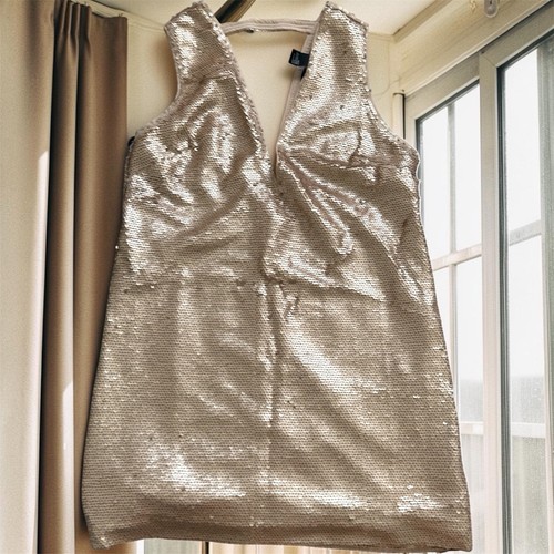 Gold sequin sleeveless neck - gold,