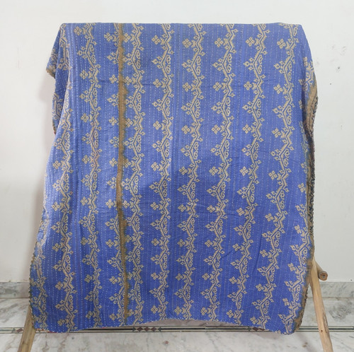 Vintage kantha blue quilt - kantha,