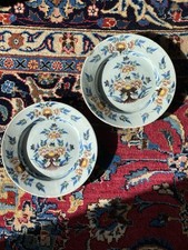 Antique Bristol Delft Pair Of Polychrome Enamel Plates Circa 1765-1775
